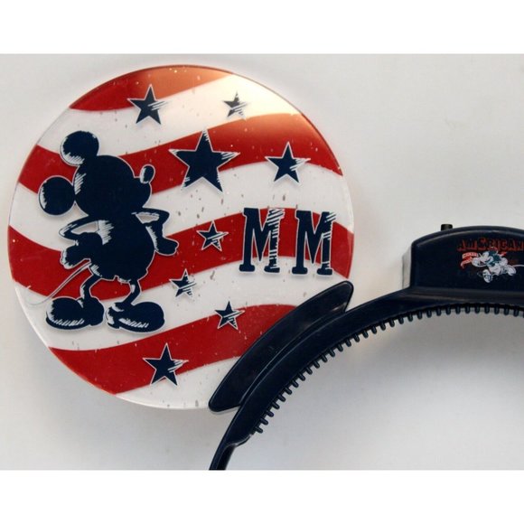 Disney Park Mickey Mouse Light Up American Ears Headband 4th Of July USA Flag